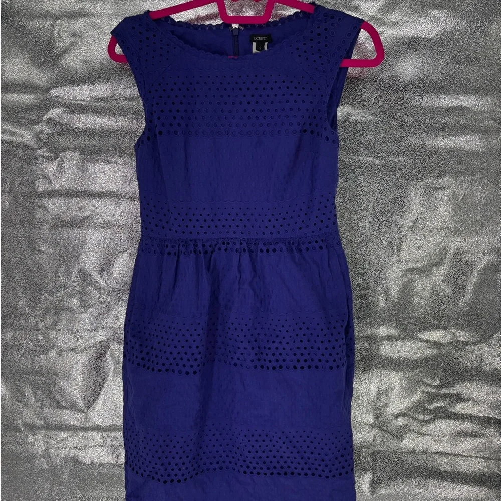 J. Crew Purple Eyelet Cotton A-Line Dress